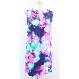 Kate Spade Keri Simply Cinema Watercolor Abstract Shift Dress Size 0 Blue Pink